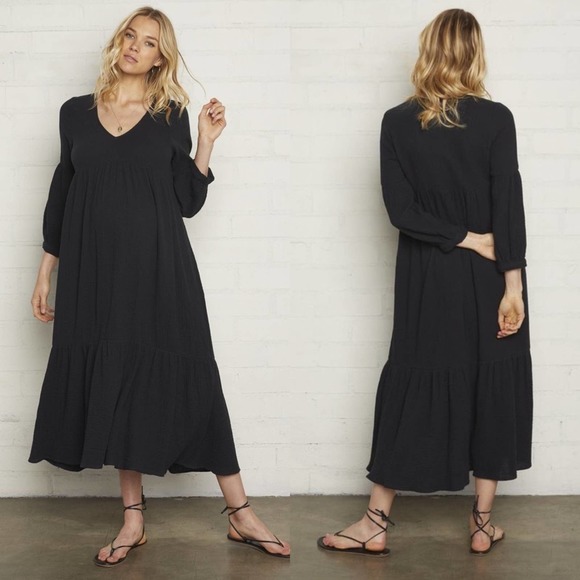 Rachel Pally Black Cotton Gauze Cecelia Midi Dress - S/M - Picture 1 of 6